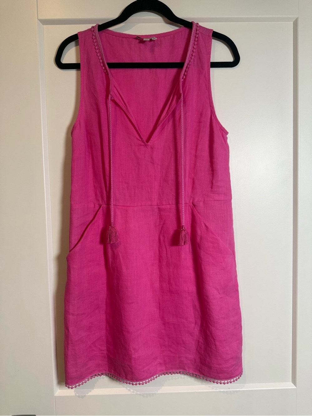 Title: Calypso St. Barth Pink 100% Linen Tassel Tunic Dress Cover-Up | Size S |